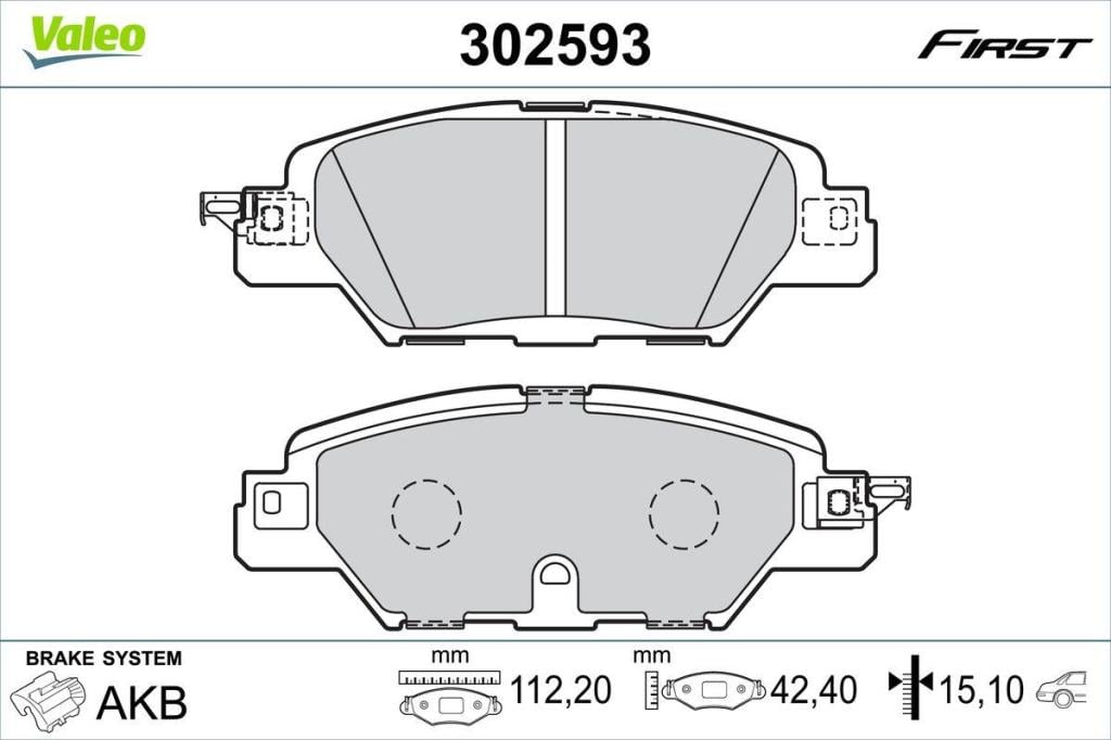 Jogo de 4 pastilhas de travão VALEO ref. 302593